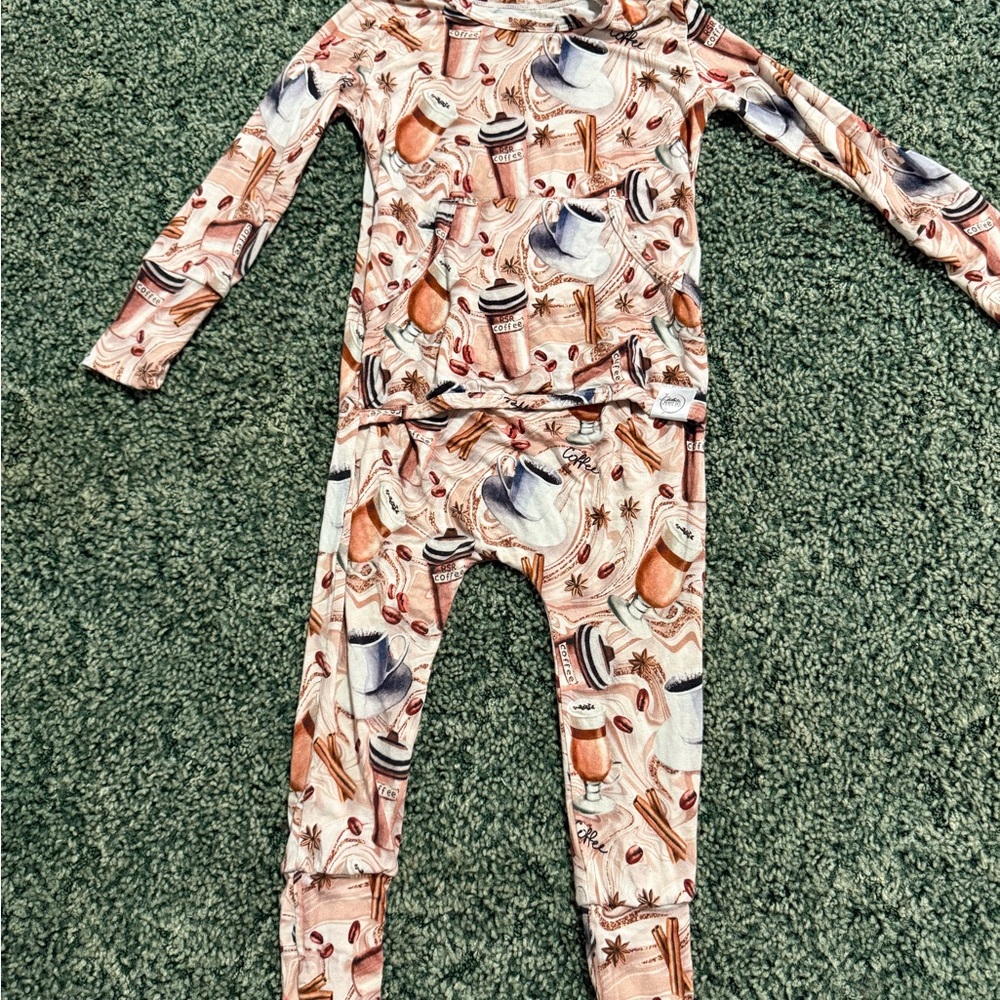 Kids Pajama Set with Fun Print in Orange and Cream